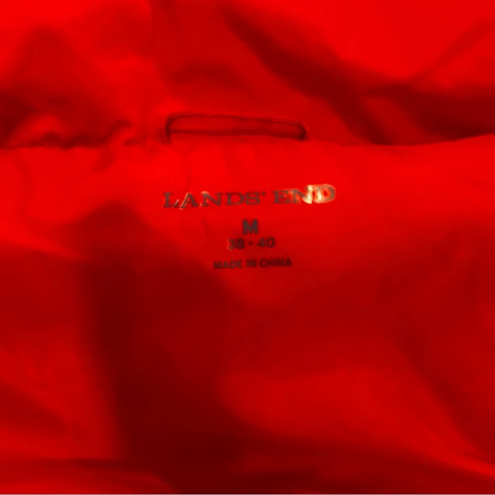 Lands’ End Mens Down Puffer Vest Red Medium Warm Lightweight Outdoor corpcore